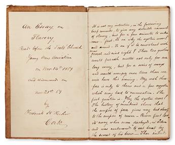 (SLAVERY AND ABOLITION.) Fisher, Frederick H. An Essay on Slavery, Read before the Scots Church Young Mens Association.